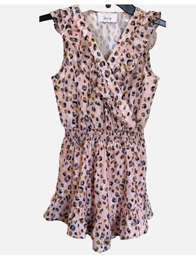 Sadie & Sage Girls Pink Leopard Floral Dress Size M Ruffle Boho Tween 8-10
